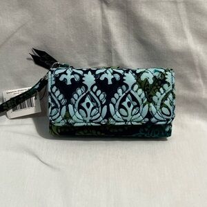 Vera Bradley Navy and Green Quilted Wristlet Wallet